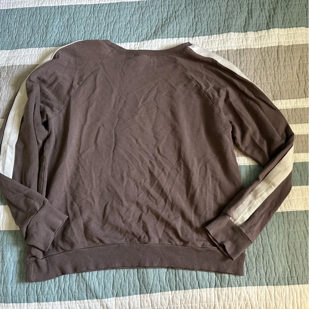 Eberjey Colby Cozy The Ringer Sweatshirt S Pima Modal Rabbit White Taupe